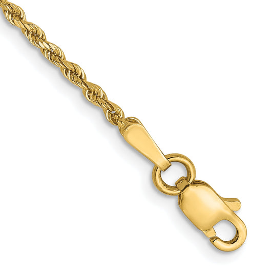 7 Inch 14K Yellow Gold 1.5mm Diamond Cut Rope Chain Bracelet