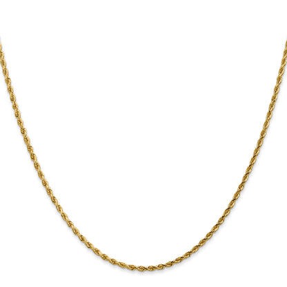 22 Inch 14K Yellow Gold 1.75mm Diamond Cut Rope Chain Necklace