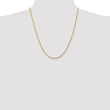 22 Inch 14K Yellow Gold 1.75mm Diamond Cut Rope Chain Necklace