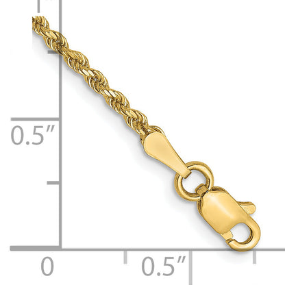 8 Inch 14K Yellow Gold 1.75mm Diamond Cut Rope Chain Bracelet