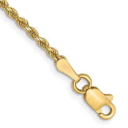 8 Inch 14K Yellow Gold 1.75mm Diamond Cut Rope Chain Bracelet