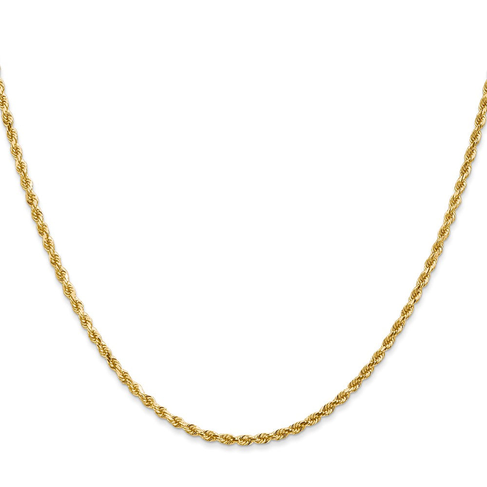 28 Inch 14K Yellow Gold 2mm Diamond Cut Rope Chain Necklace