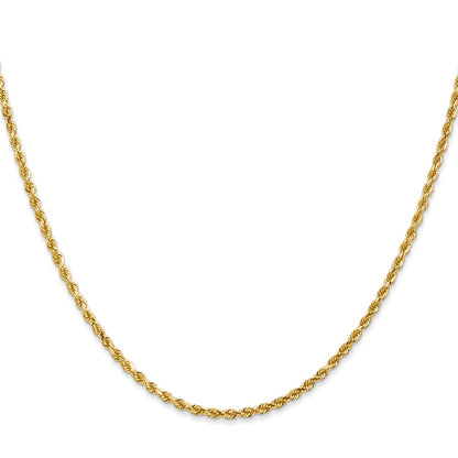 16 Inch 14K Yellow Gold 2mm Diamond Cut Rope Chain Necklace