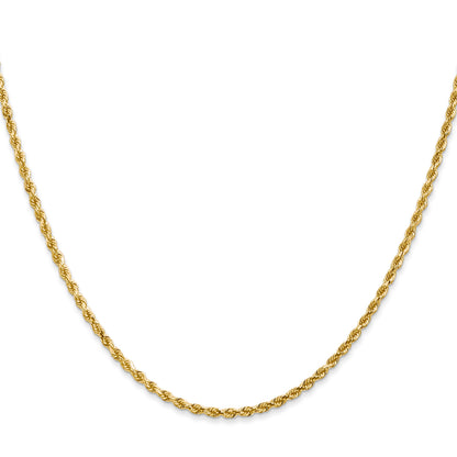 20 Inch 14K 2mm Diamond-Cut Rope Chain Necklace