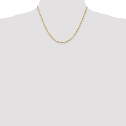 18 Inch 14K 2mm Diamond-Cut Rope Chain Necklace