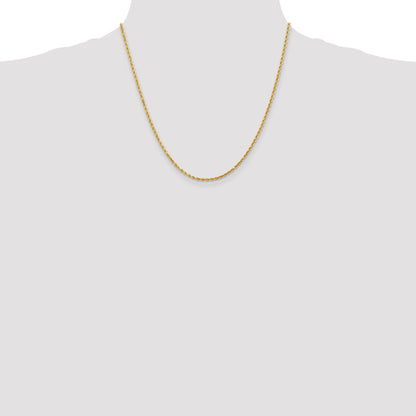 20 Inch 14K 2mm Diamond-Cut Rope Chain Necklace