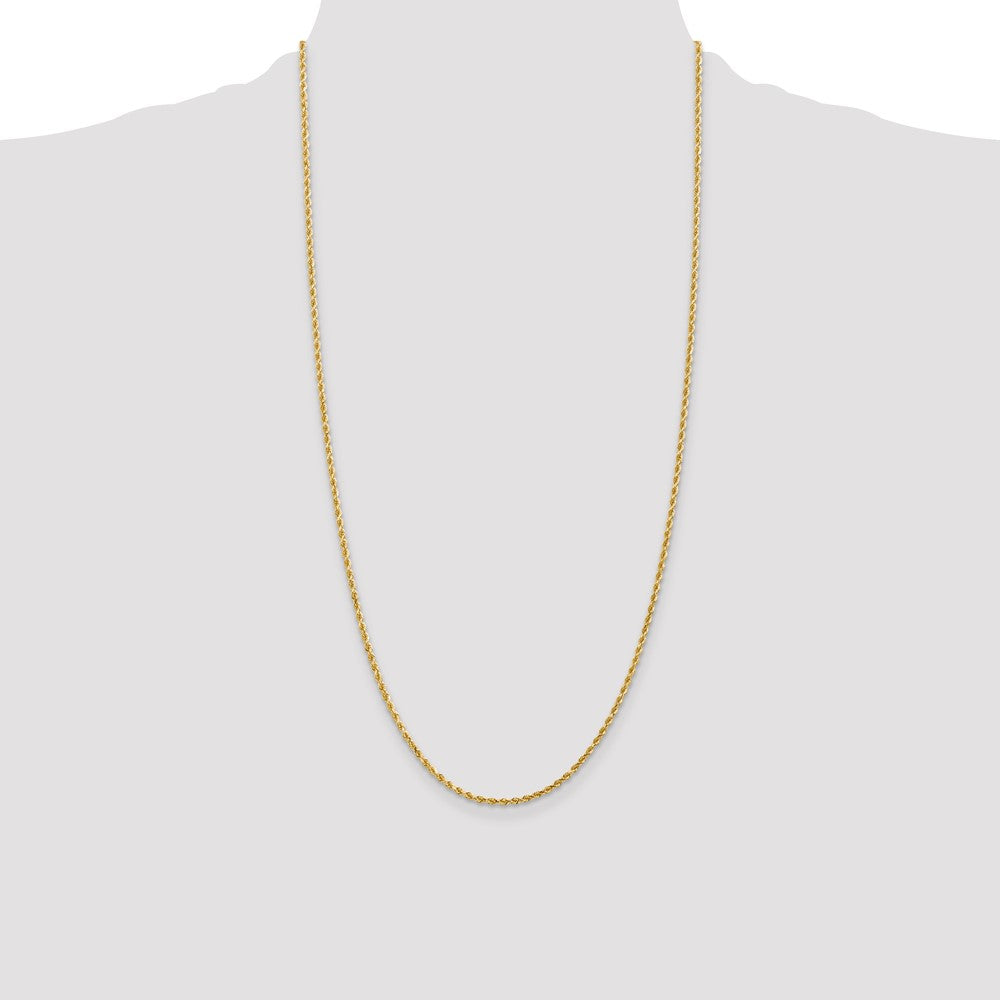 28 Inch 14K Yellow Gold 2mm Diamond Cut Rope Chain Necklace