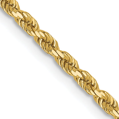 3 Inch 14K Yellow Gold 2mm Diamond Cut Rope Chain Necklace