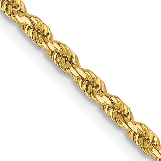 3 Inch 14K Yellow Gold 2mm Diamond Cut Rope Chain Necklace