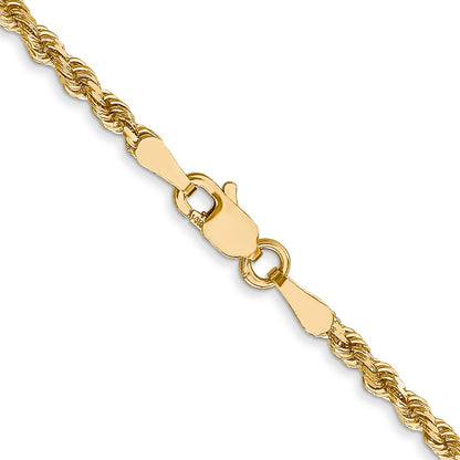 28 Inch 14K Yellow Gold 2.5mm Diamond Cut Rope Chain Necklace