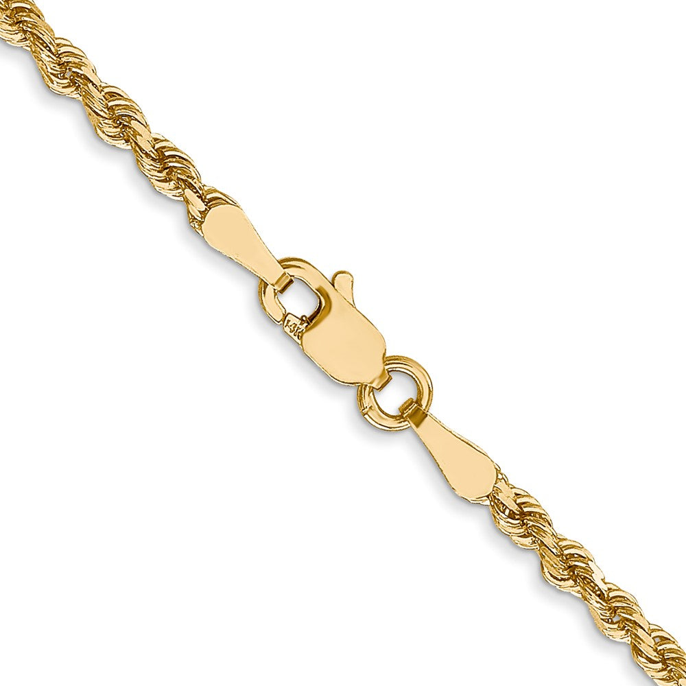 24 Inch 14K Yellow Gold 2.5mm Diamond Cut Rope Chain Necklace