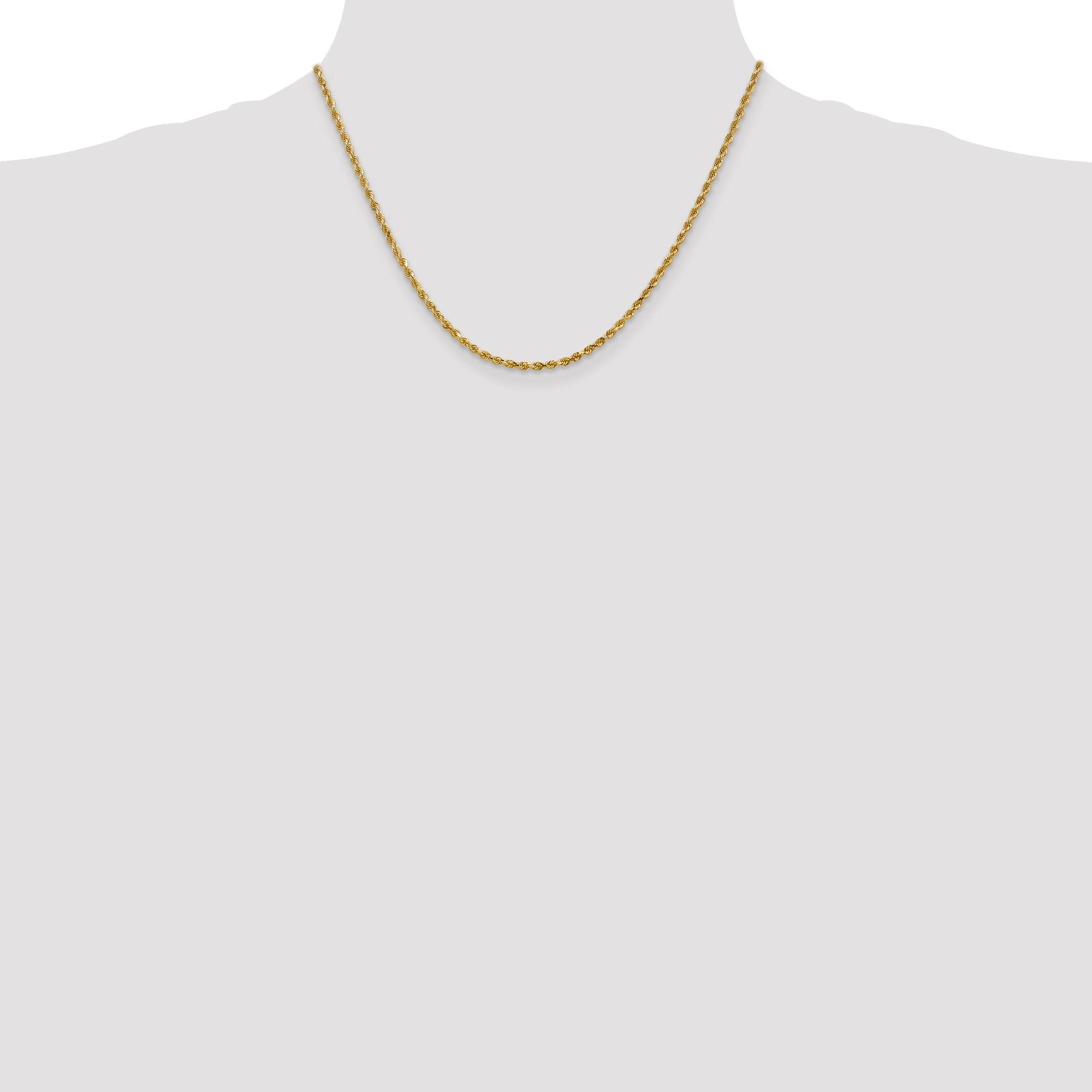 18 Inch 14K Yellow Gold 2.5mm Diamond Cut Rope Chain Necklace