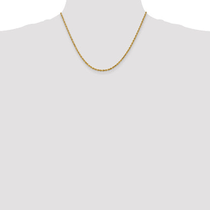18 Inch 14K Yellow Gold 2.5mm Diamond Cut Rope Chain Necklace