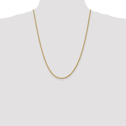 24 Inch 14K Yellow Gold 2.5mm Diamond Cut Rope Chain Necklace