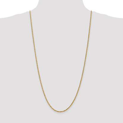 3 Inch 14K Yellow Gold 2.5mm Diamond Cut Rope Chain Necklace