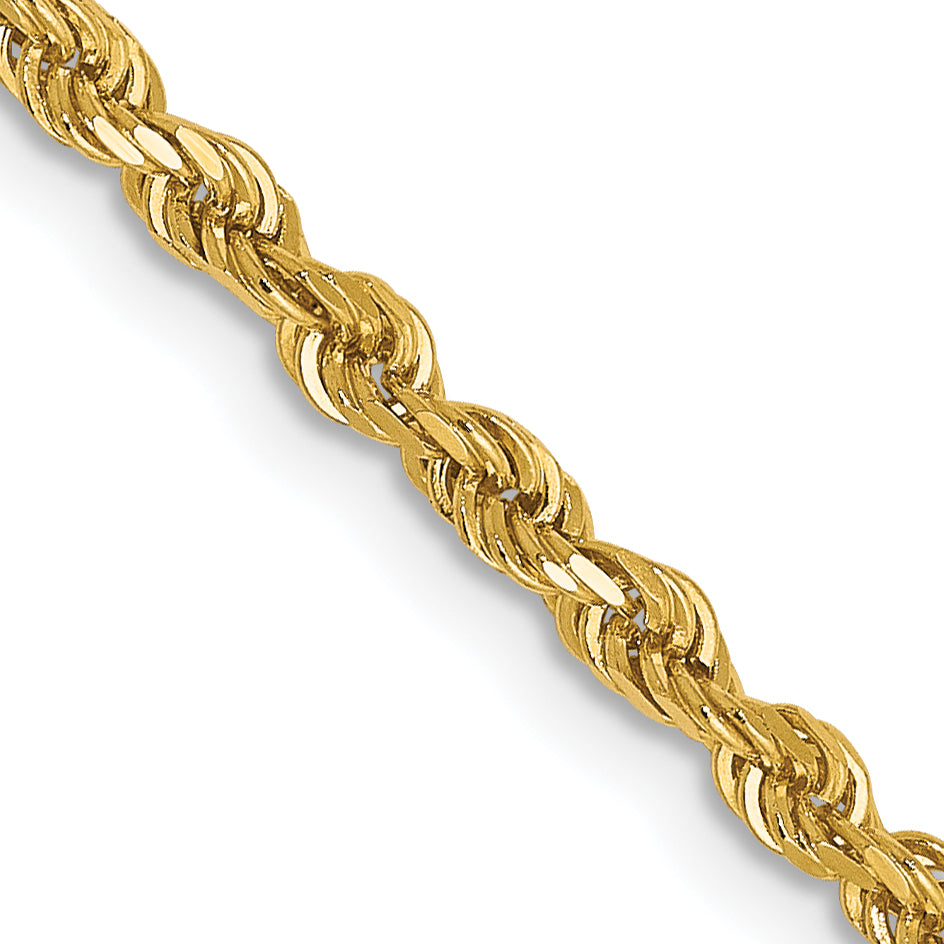 3 Inch 14K Yellow Gold 2.5mm Diamond Cut Rope Chain Necklace
