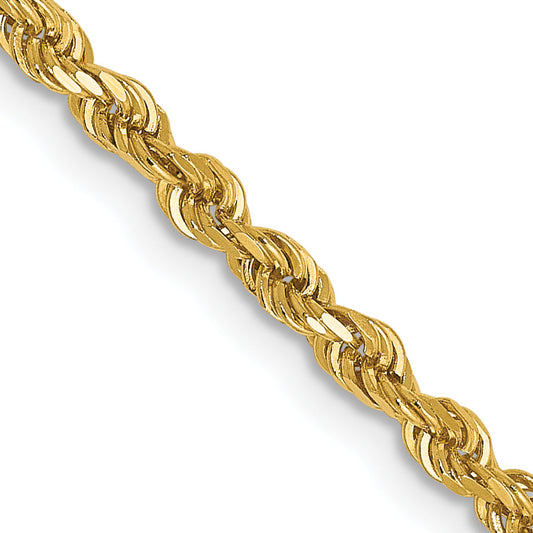 22 Inch 14K 2.5mm Diamond-Cut Rope Chain Necklace