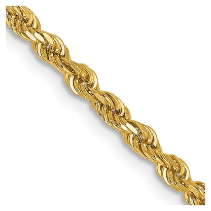 24 Inch 14K Yellow Gold 2.5mm Diamond Cut Rope Chain Necklace