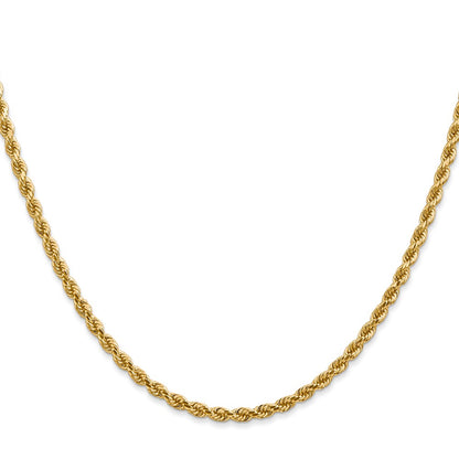 26 Inch 14K Yellow Gold 2.75mm Diamond Cut Rope Chain Necklace