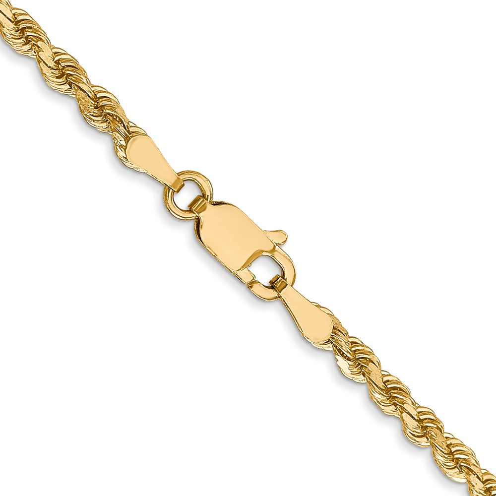 26 Inch 14K Yellow Gold 2.75mm Diamond Cut Rope Chain Necklace