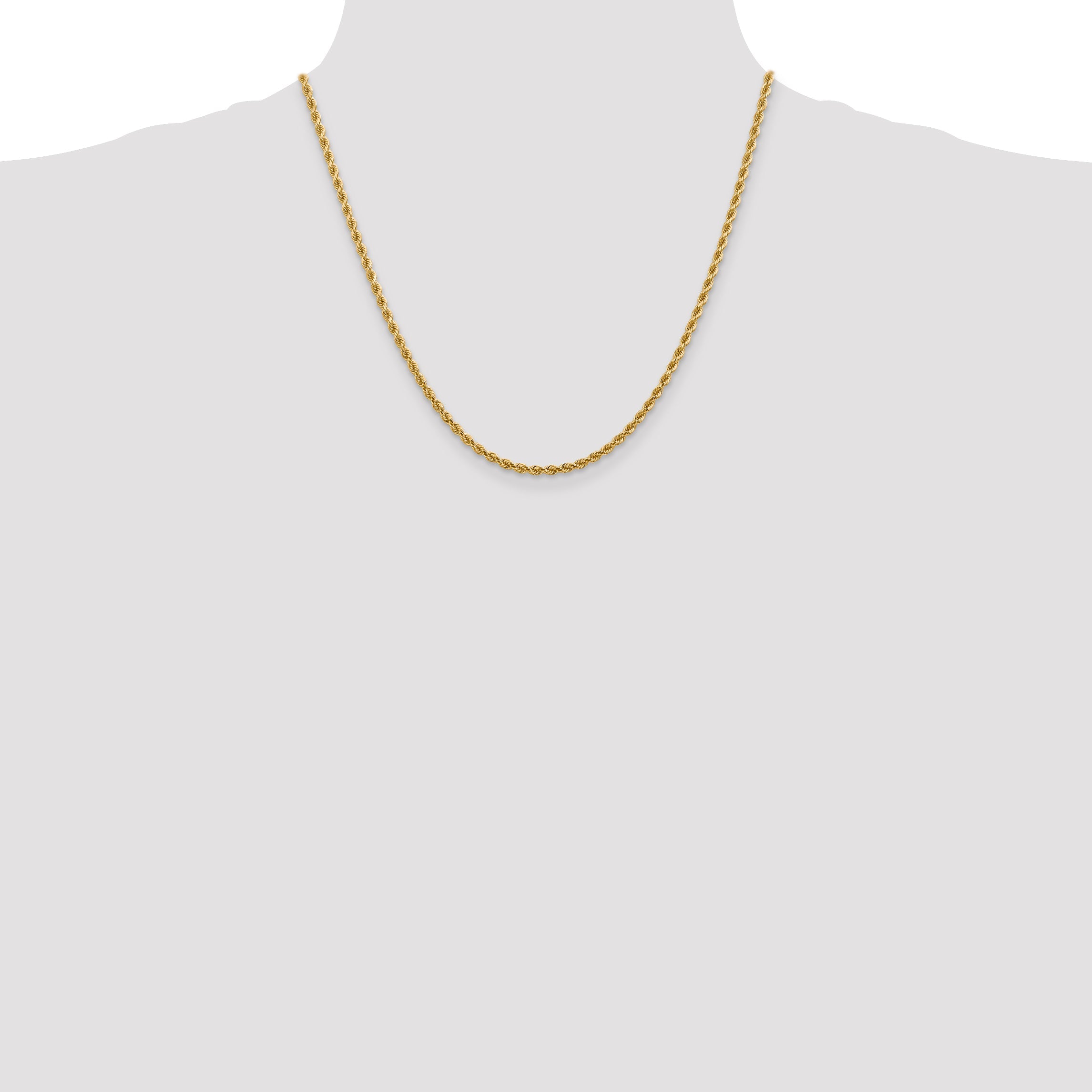 20 Inch 14K 2.75mm Diamond-Cut Rope Chain Necklace