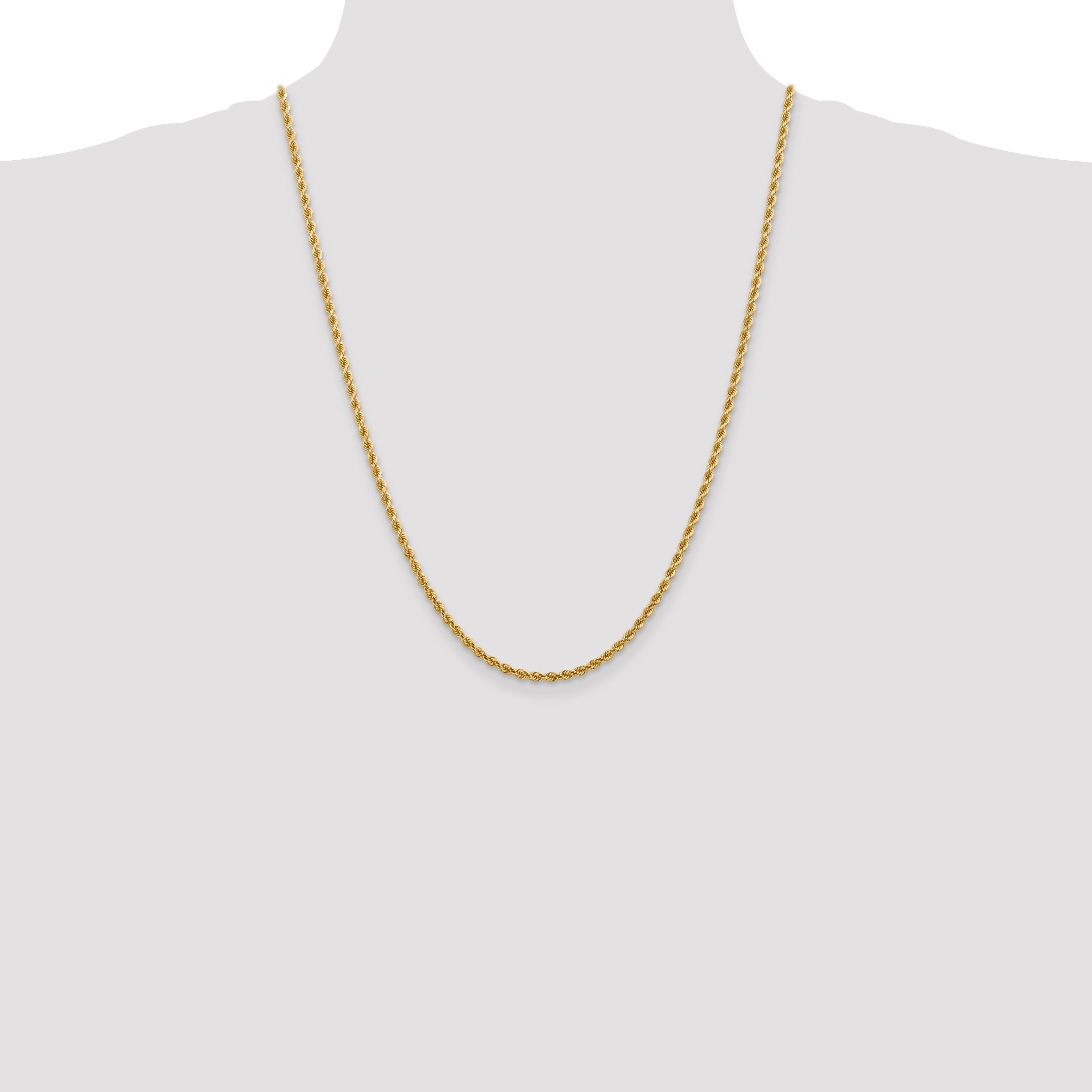 24 Inch 14K 2.75mm Diamond-Cut Rope Chain Necklace