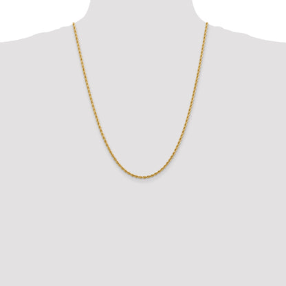 24 Inch 14K 2.75mm Diamond-Cut Rope Chain Necklace