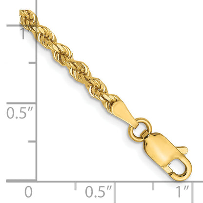 8 Inch 14k Yellow Gold 2.75mm Diamond-Cut Rope Chain Bracelet