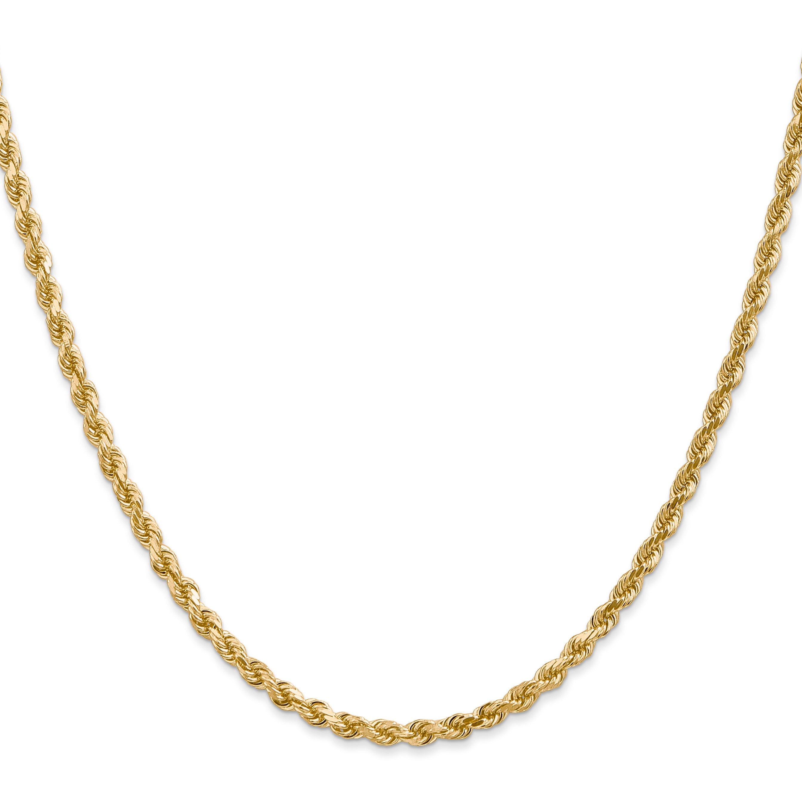 18 Inch 14K Yellow Gold 3mm Diamond Cut Rope Chain Necklace