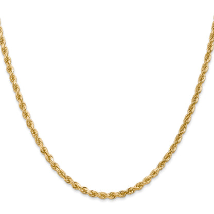 2 Inch 14K Yellow Gold 3mm Diamond Cut Rope Chain Necklace