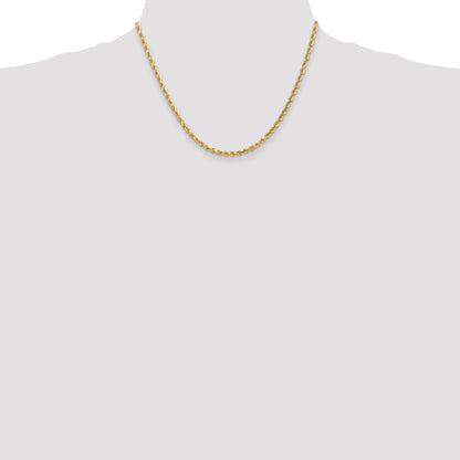 18 Inch 14K Yellow Gold 3mm Diamond Cut Rope Chain Necklace