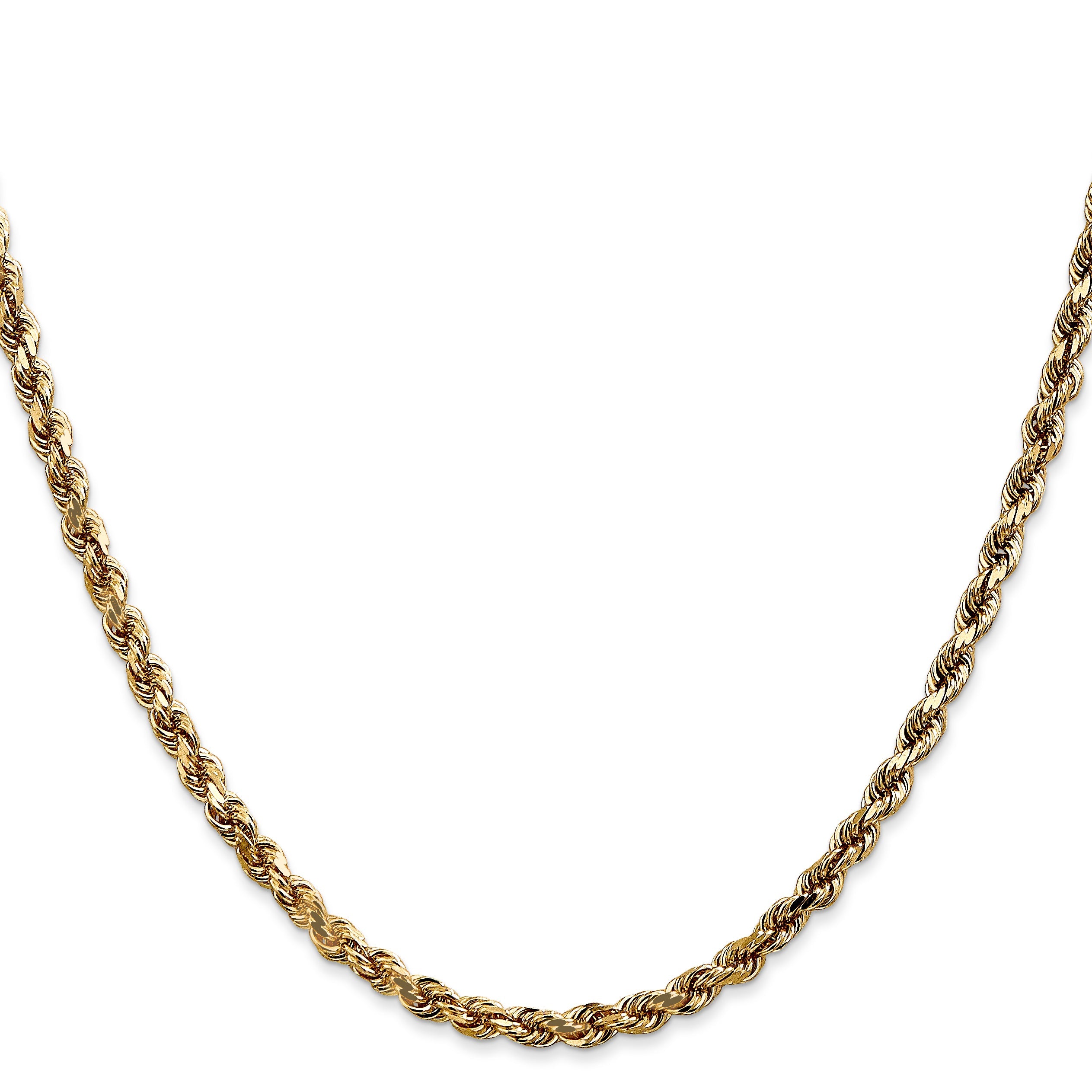 22 Inch 14K 3.5mm Diamond-Cut Rope Chain Necklace