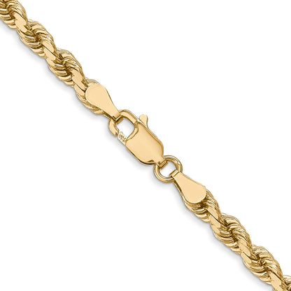 22 Inch 14K Yellow Gold 4mm Diamond Cut Rope Chain Necklace