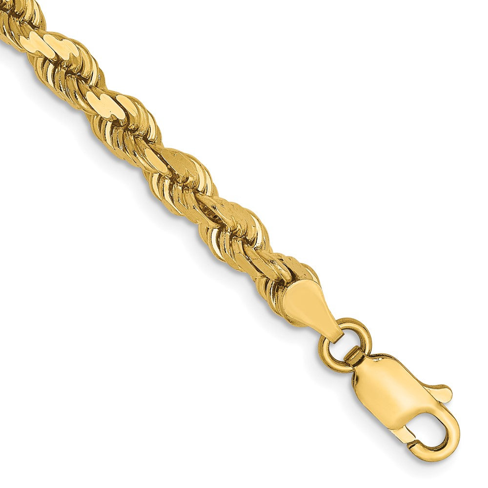 8 Inch 14K Yellow Gold 4mm Diamond Cut Rope Chain Bracelet