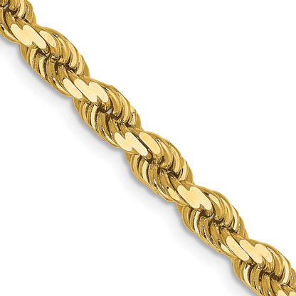 26 Inch 14K Yellow Gold 4mm Diamond Cut Rope Chain Necklace