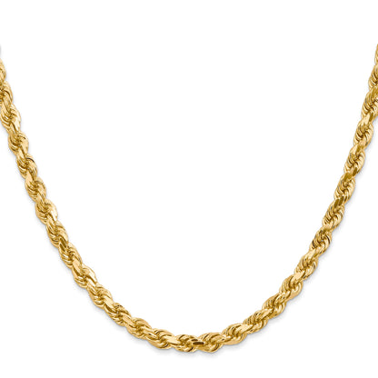 24 Inch 14K 4.5mm Diamond-Cut Rope Chain Necklace
