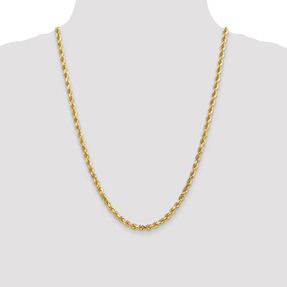 24 Inch 14K 4.5mm Diamond-Cut Rope Chain Necklace