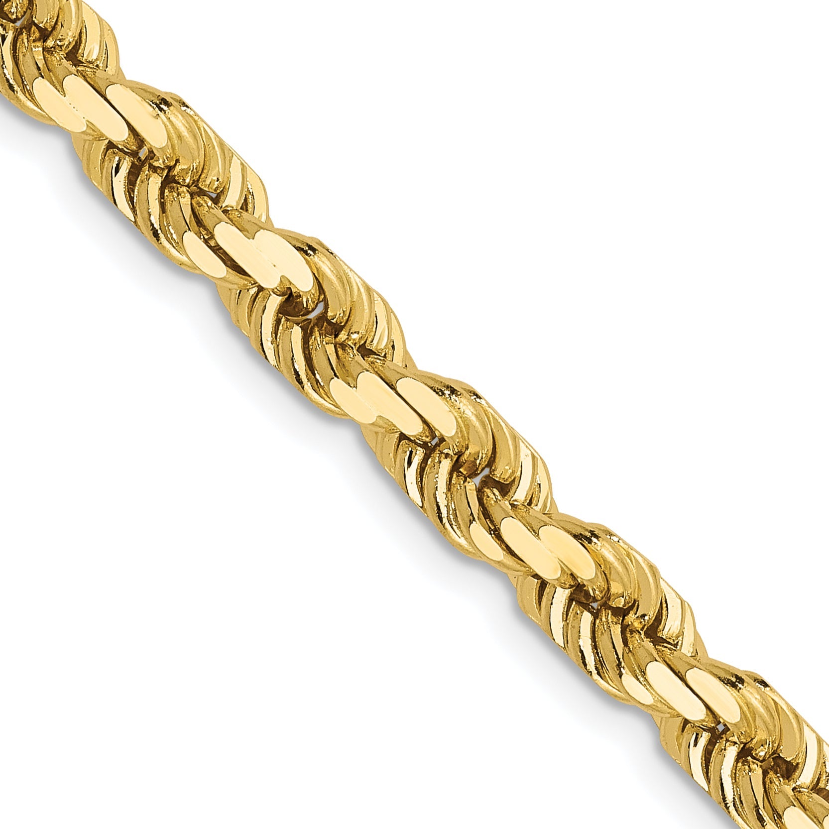 24 Inch 14K 4.5mm Diamond-Cut Rope Chain Necklace