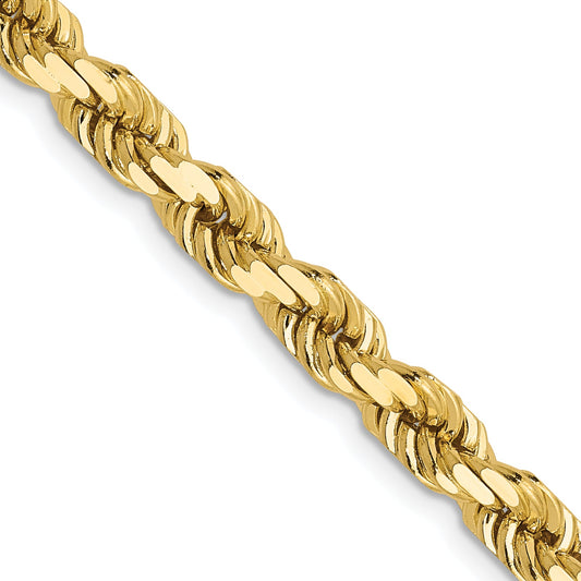 24 Inch 14K 4.5mm Diamond-Cut Rope Chain Necklace