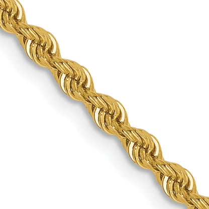 18 Inch 14K Yellow Gold 2.5mm Diamond Cut Lightweight Rope Chain Necklace