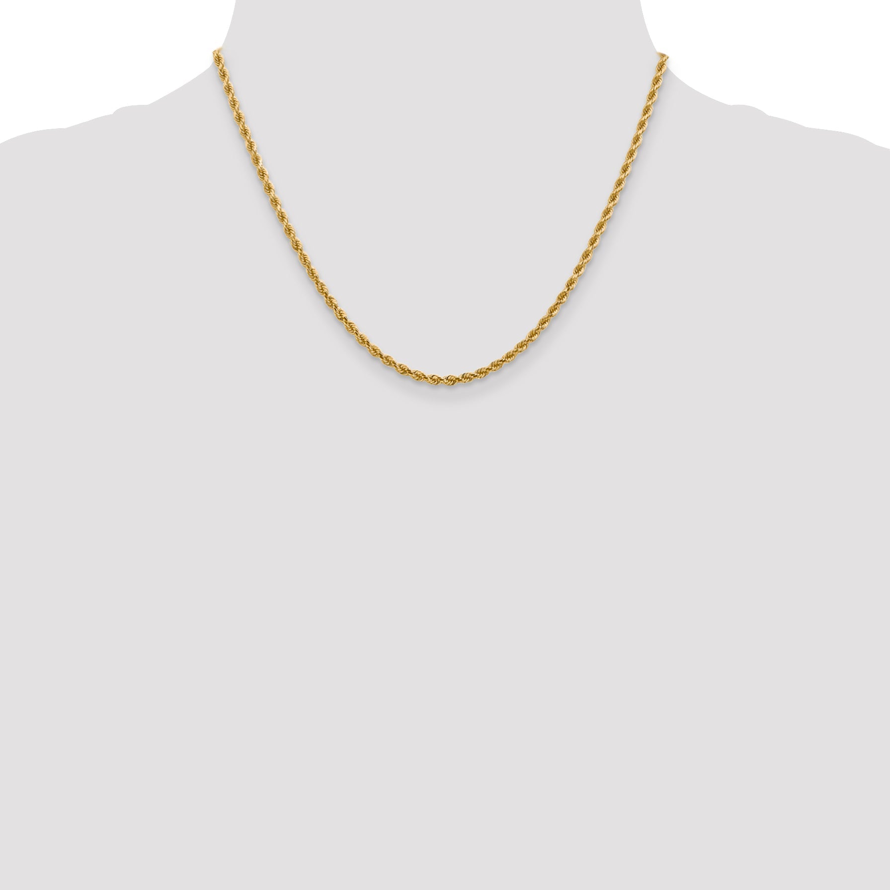 18 Inch 14K Yellow Gold 2.75mm Diamond Cut Lightweight Rope Chain Necklace
