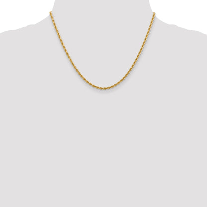 18 Inch 14K Yellow Gold 2.75mm Diamond Cut Lightweight Rope Chain Necklace