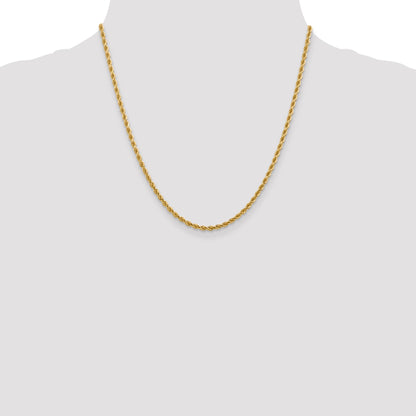 20 Inch 14K 2.75mm Diamond-Cut Lightweight Rope Chain Necklace