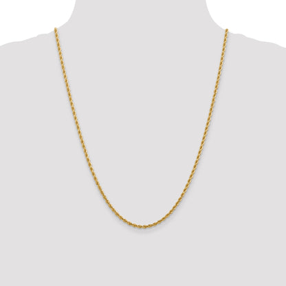24 Inch 14K Yellow Gold 2.75mm Diamond Cut Lightweight Rope Chain Necklace