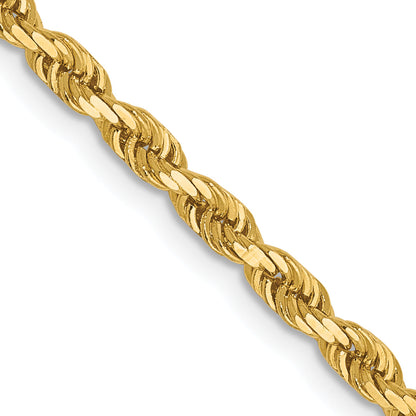 24 Inch 14K Yellow Gold 2.75mm Diamond Cut Lightweight Rope Chain Necklace
