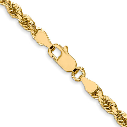 20 Inch 14K 3.5mm Diamond-Cut Lightweight Rope Chain Necklace