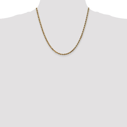 20 Inch 14K 3.5mm Diamond-Cut Lightweight Rope Chain Necklace