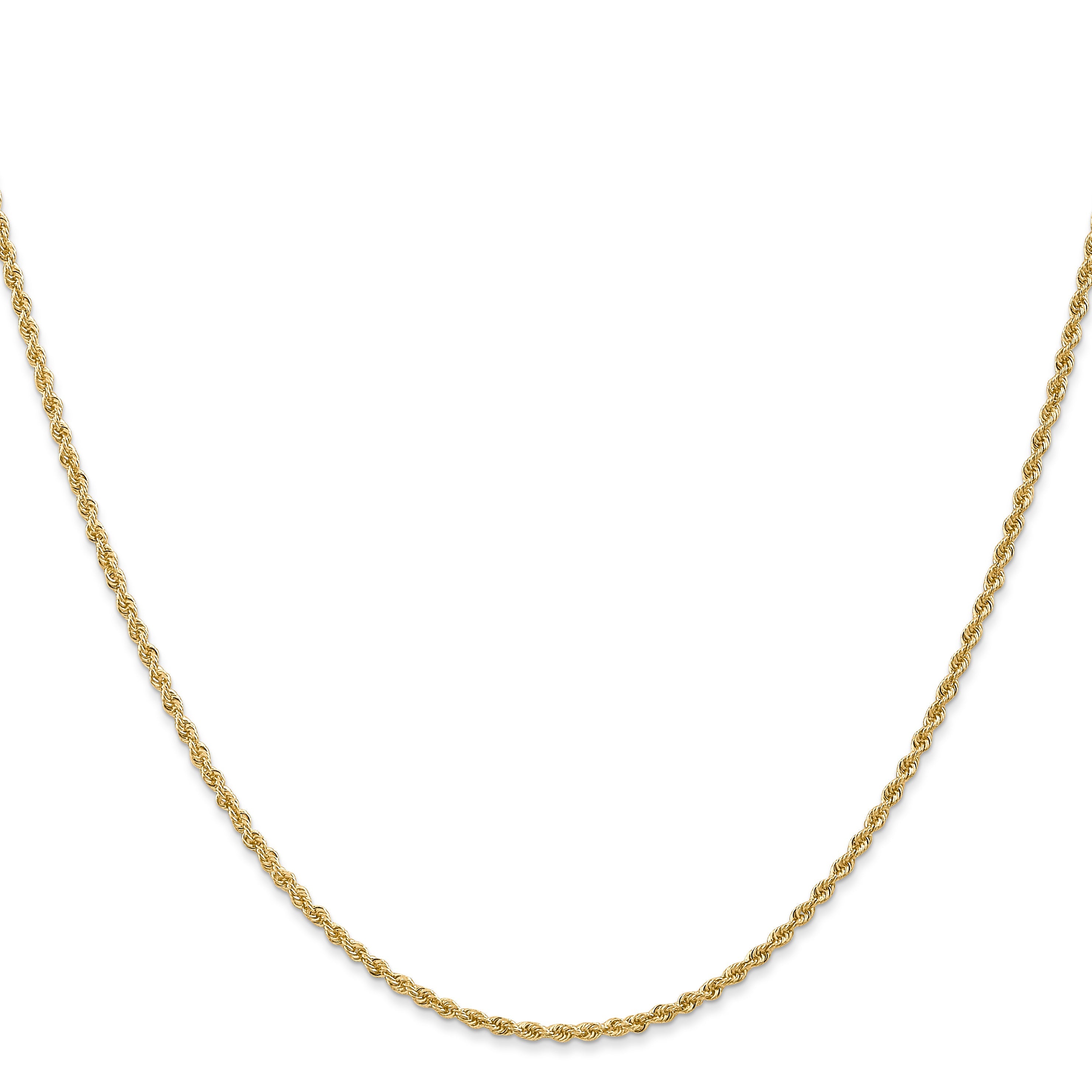 3 Inch 14K Yellow Gold 1.6mm Solid Regular Rope Chain Necklace