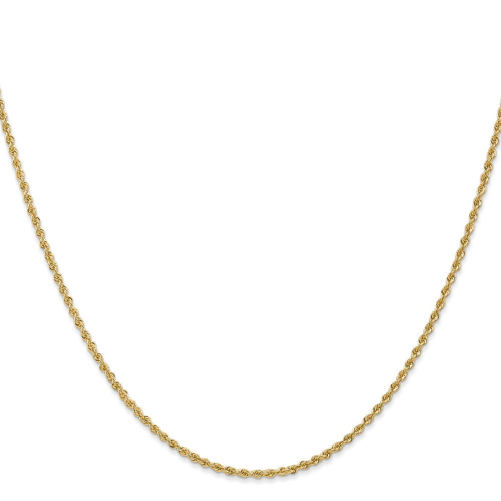 22 Inch 14K Yellow Gold 1.6mm Solid Regular Rope Chain Necklace