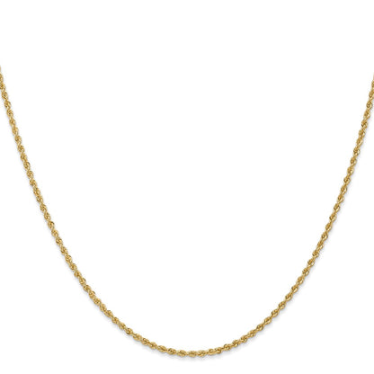 22 Inch 14K Yellow Gold 1.6mm Solid Regular Rope Chain Necklace